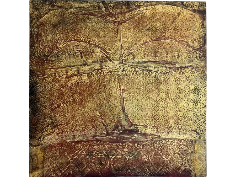 Gerrit Greve (1948-2024, Cardiff by the Sea, CA) Original Acrylic Mixed-Media Sand Painting On Canvas Untitled 2010 Signed Verso 48 X 48 Estimate $2,300 - $2,900