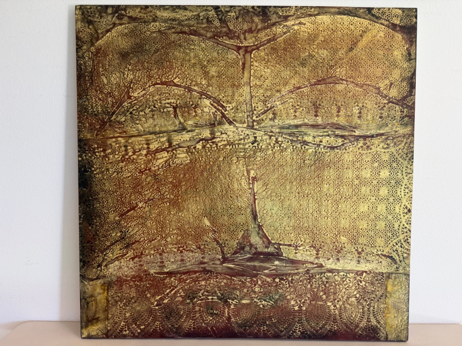 Gerrit Greve (1948-2024, Cardiff by the Sea, CA) Original Acrylic Mixed-Media Sand Painting On Canvas Untitled 2010 Signed Verso 48 X 48 Estimate $2,300 - $2,900 [Photo 2]