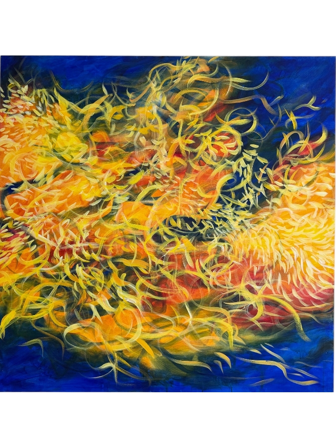 Gerrit Greve (1948-2024, Cardiff by the Sea, CA) Original Acrylic Painting On Canvas Titled 'Son Dragon #2' 1996 Signed Verso 48 X 48 Estimate $2,300 - $2,900