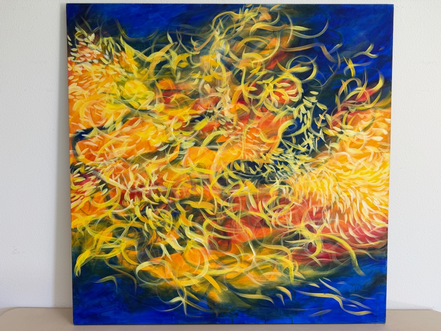 Gerrit Greve (1948-2024, Cardiff by the Sea, CA) Original Acrylic Painting On Canvas Titled 'Son Dragon #2' 1996 Signed Verso 48 X 48 Estimate $2,300 - $2,900 [Photo 2]