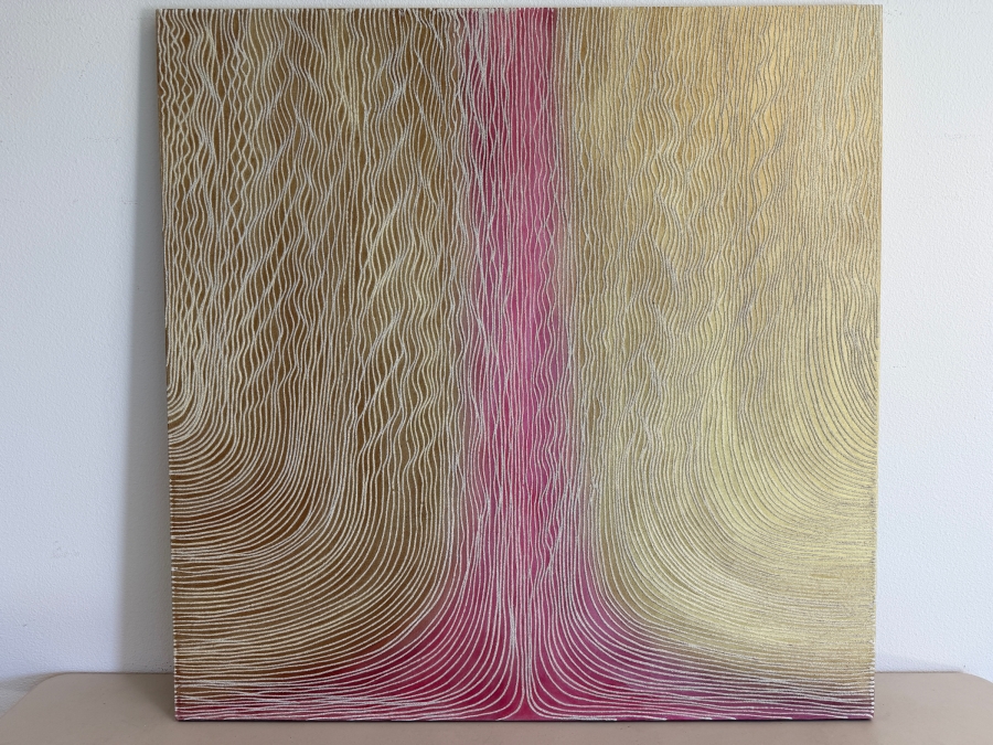 Gerrit Greve (1948-2024, Cardiff by the Sea, CA) Original Acrylic Mixed-Media Sand Painting On Canvas Untitled Unsigned With COA 48 X 48 Estimate $2,000 - $2,300 [Photo 2]