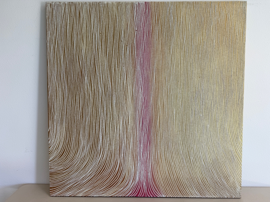 Gerrit Greve (1948-2024, Cardiff by the Sea, CA) Original Acrylic Mixed-Media Sand Painting On Canvas Untitled Unsigned With COA 48 X 48 Estimate $2,000 - $2,300 [Photo 2]