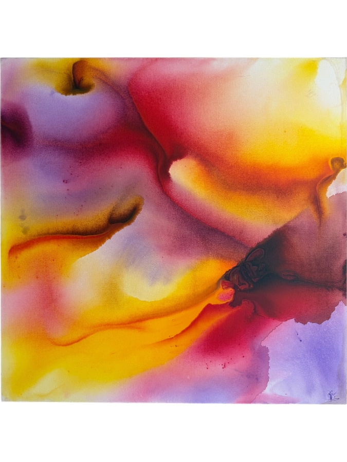 Gerrit Greve (1948-2024, Cardiff by the Sea, CA) Original Acrylic Painting On Canvas Titled 'Flowers' 2019 Signed Bottom Right And Verso 48 X 48 Estimate $2,300 - $2,900