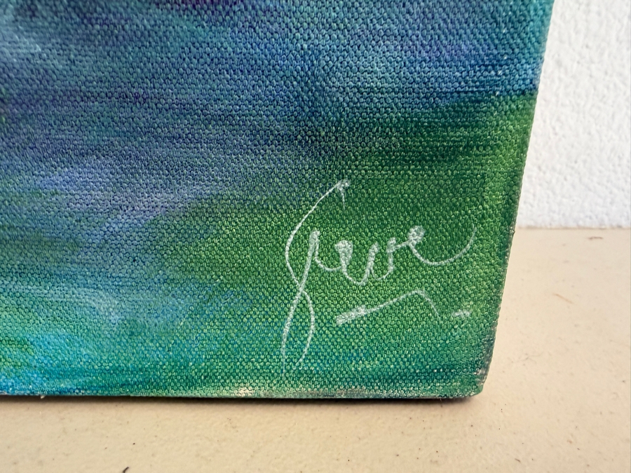 Gerrit Greve (1948-2024, Cardiff by the Sea, CA) Original Acrylic Painting On Canvas Titled 'Blue Seas' 2019 Signed Bottom Right And Verso 48 X 48 Estimate $2,300 - $2,900 [Photo 6]