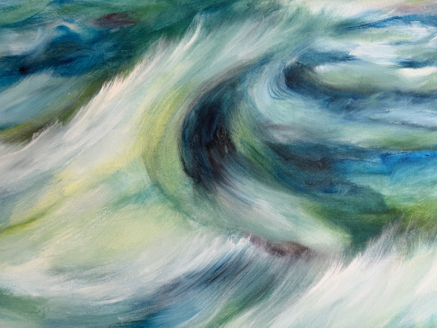 Gerrit Greve (1948-2024, Cardiff by the Sea, CA) Original Acrylic Painting On Canvas Titled 'Blue Seas' 2019 Signed Bottom Right And Verso 48 X 48 Estimate $2,300 - $2,900 [Photo 3]
