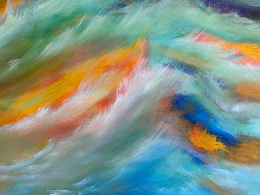 Gerrit Greve (1948-2024, Cardiff by the Sea, CA) Original Acrylic Painting On Canvas Titled 'January Ocean 2' 2015 Signed Verso 48 X 48 Estimate $2,300 - $2,900 [Photo 3]