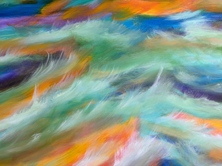 Gerrit Greve (1948-2024, Cardiff by the Sea, CA) Original Acrylic Painting On Canvas Titled 'January Ocean 2' 2015 Signed Verso 48 X 48 Estimate $2,300 - $2,900 [Photo 4]
