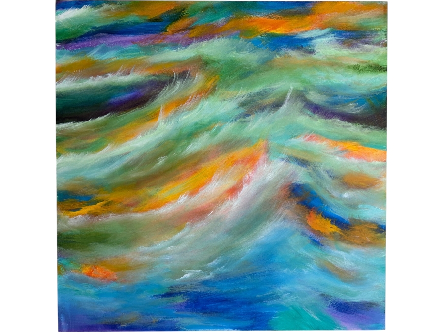 Gerrit Greve (1948-2024, Cardiff by the Sea, CA) Original Acrylic Painting On Canvas Titled 'January Ocean 2' 2015 Signed Verso 48 X 48 Estimate $2,300 - $2,900