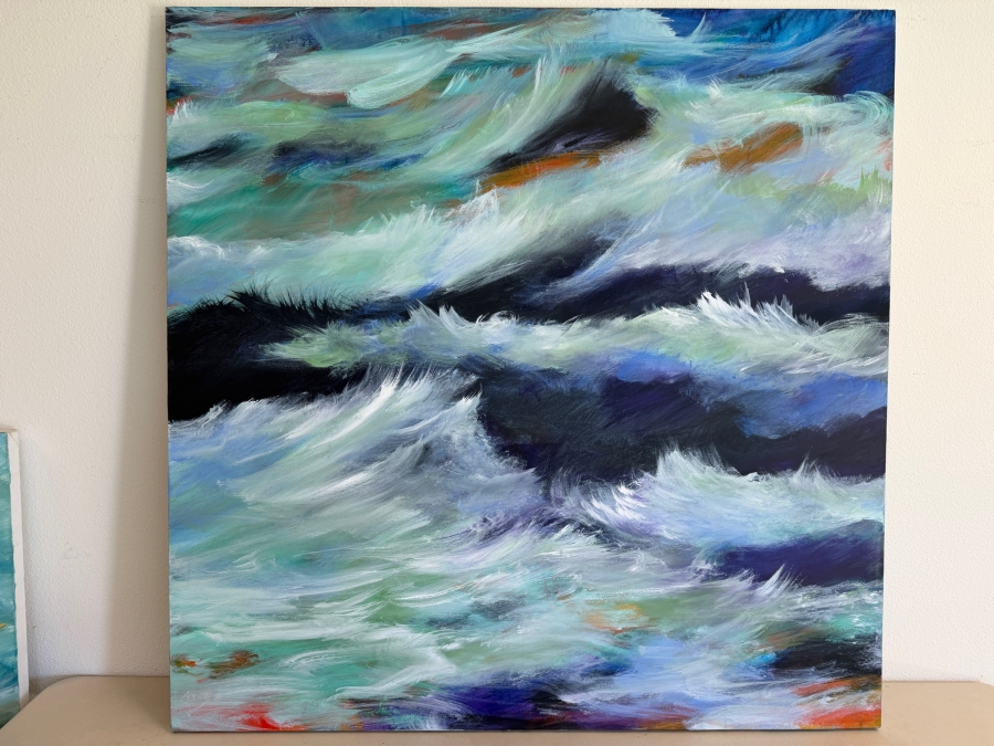 Gerrit Greve (1948-2024, Cardiff by the Sea, CA) Original Acrylic Painting On Canvas Untitled Waves 2015 Signed Bottom Left And Verso 48 X 48 Estimate $2,300 - $2,900 [Photo 2]