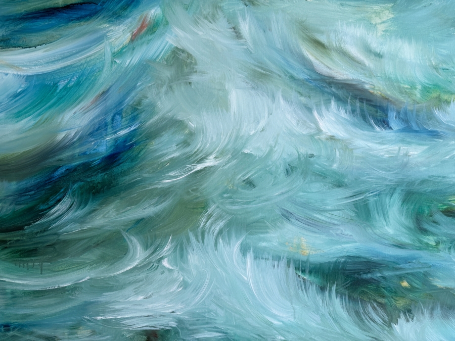 Gerrit Greve (1948-2024, Cardiff by the Sea, CA) Original Acrylic Painting On Canvas Titled 'August Ocean 1' 2012 Signed Bottom Right And Verso 48 X 48 Estimate $2,300 - $2,900 [Photo 4]