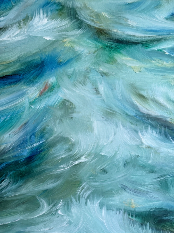 Gerrit Greve (1948-2024, Cardiff by the Sea, CA) Original Acrylic Painting On Canvas Titled 'August Ocean 1' 2012 Signed Bottom Right And Verso 48 X 48 Estimate $2,300 - $2,900 [Photo 3]