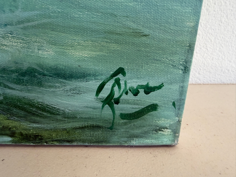 Gerrit Greve (1948-2024, Cardiff by the Sea, CA) Original Acrylic Painting On Canvas Titled 'August Ocean 1' 2012 Signed Bottom Right And Verso 48 X 48 Estimate $2,300 - $2,900 [Photo 5]