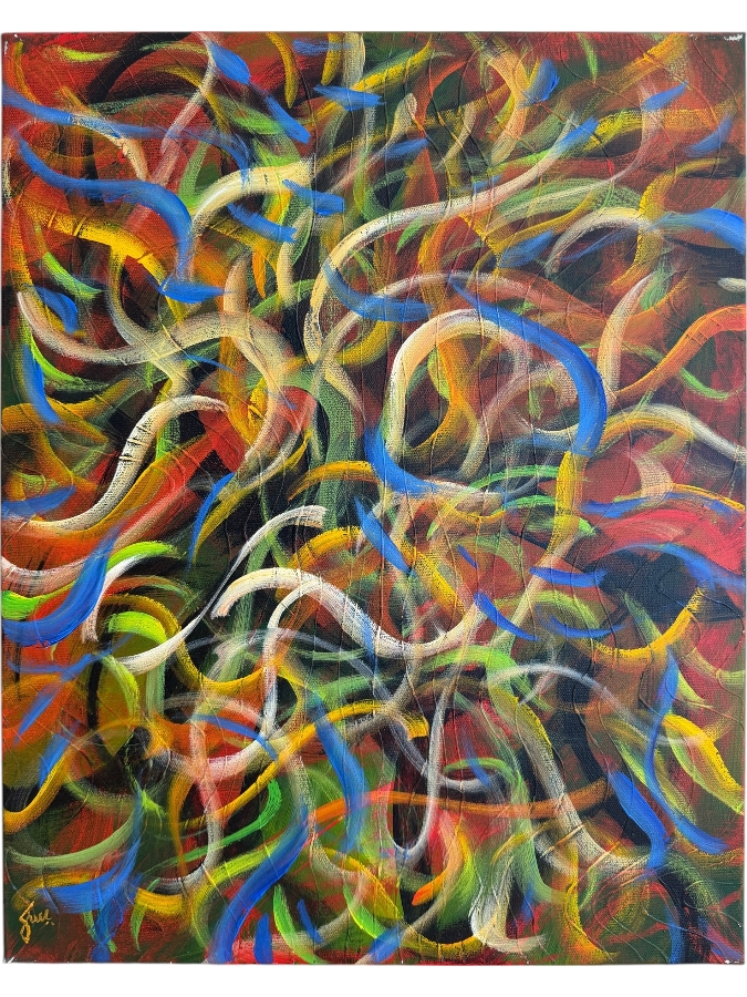 Gerrit Greve (1948-2024, Cardiff by the Sea, CA) Original Acrylic Painting On Canvas Titled 'Underwater Journey' 2009 Signed Verso 16 X 20 Estimate $300 - $400