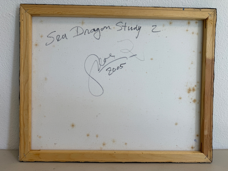 Gerrit Greve (1948-2024, Cardiff by the Sea, CA) Original Acrylic Painting On Canvas Titled 'Sea Dragon Study 2' 2005 Signed Bottom Right And Verso 20 X 16 Estimate $300 - $400 [Photo 6]