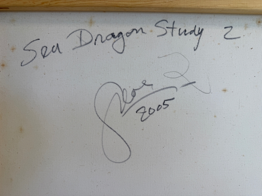 Gerrit Greve (1948-2024, Cardiff by the Sea, CA) Original Acrylic Painting On Canvas Titled 'Sea Dragon Study 2' 2005 Signed Bottom Right And Verso 20 X 16 Estimate $300 - $400 [Photo 7]