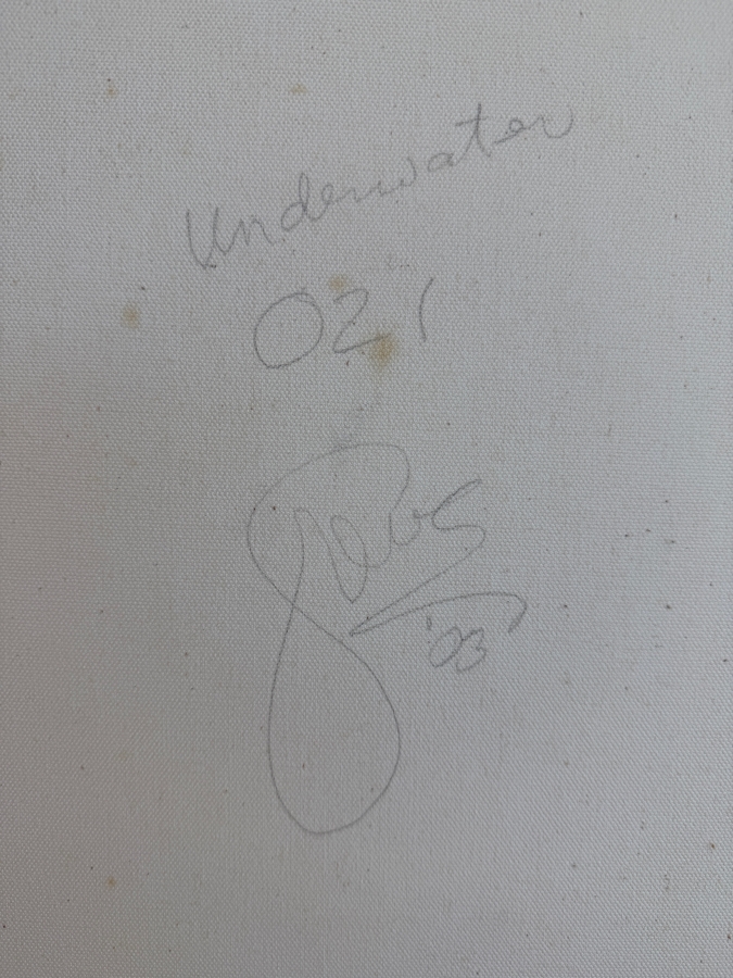 Gerrit Greve (1948-2024, Cardiff by the Sea, CA) Original Acrylic Painting On Canvas Titled 'Underwater 021' 2003 Signed Verso 16 X 20 Estimate $300 - $400 [Photo 5]