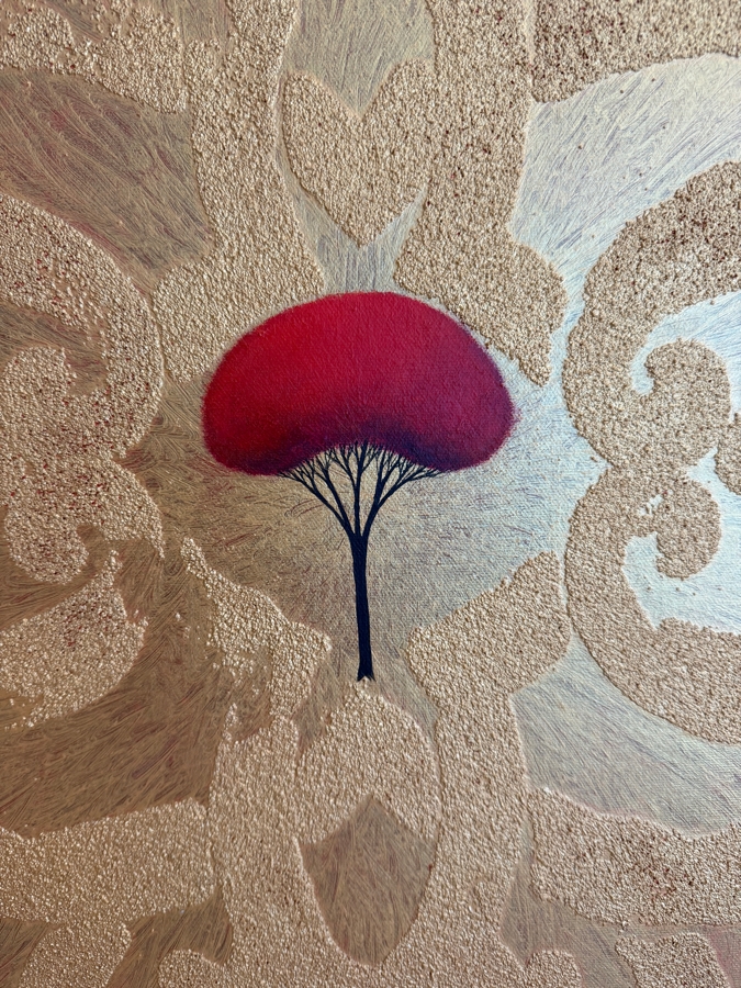 Gerrit Greve (1948-2024, Cardiff by the Sea, CA) Original Acrylic Mixed-Media Sand Painting On Canvas Titled 'Tree Of Hope' 2003 Signed Verso 16 X 20 Estimate $300 - $400 [Photo 3]