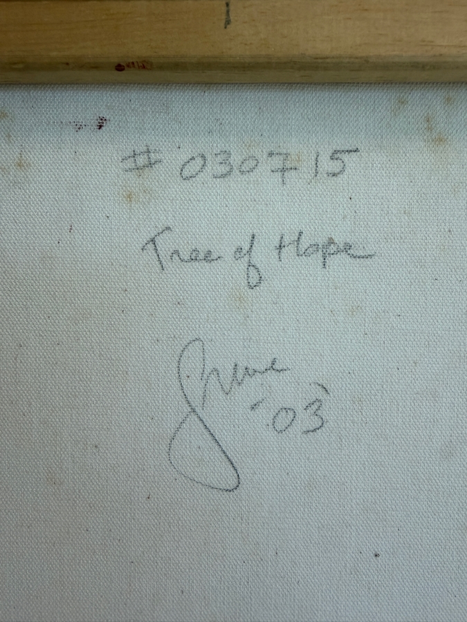 Gerrit Greve (1948-2024, Cardiff by the Sea, CA) Original Acrylic Mixed-Media Sand Painting On Canvas Titled 'Tree Of Hope' 2003 Signed Verso 16 X 20 Estimate $300 - $400 [Photo 9]