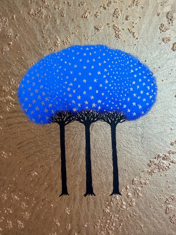 Gerrit Greve (1948-2024, Cardiff by the Sea, CA) Original Acrylic Mixed-Media Sand Painting On Canvas Titled 'Heavenly Trinitree' 2003 Signed Verso 16 X 20 Estimate $300 - $400 [Photo 4]