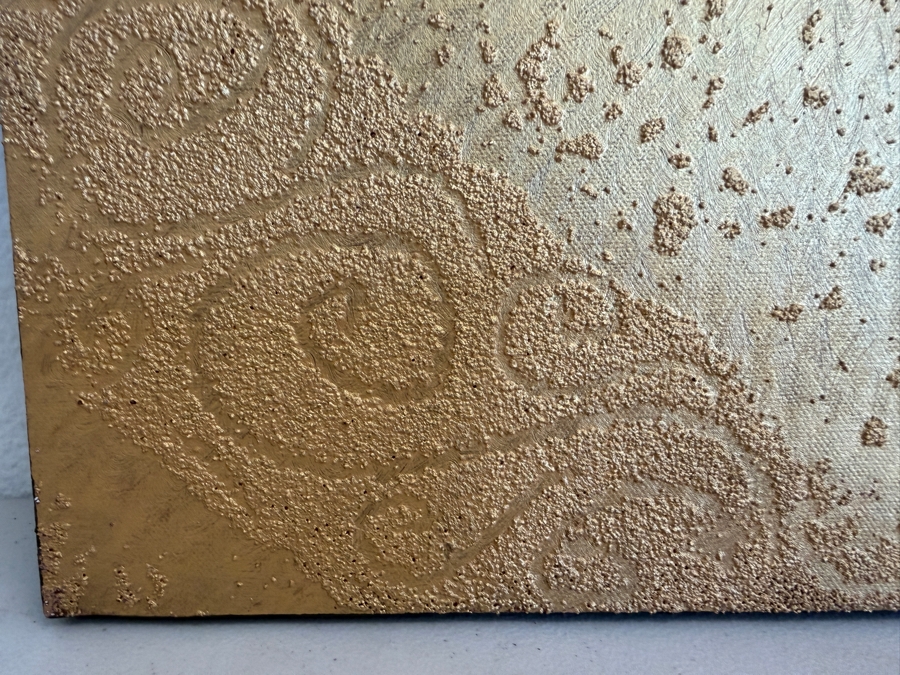 Gerrit Greve (1948-2024, Cardiff by the Sea, CA) Original Acrylic Mixed-Media Sand Painting On Canvas Titled 'Heavenly Trinitree' 2003 Signed Verso 16 X 20 Estimate $300 - $400 [Photo 5]