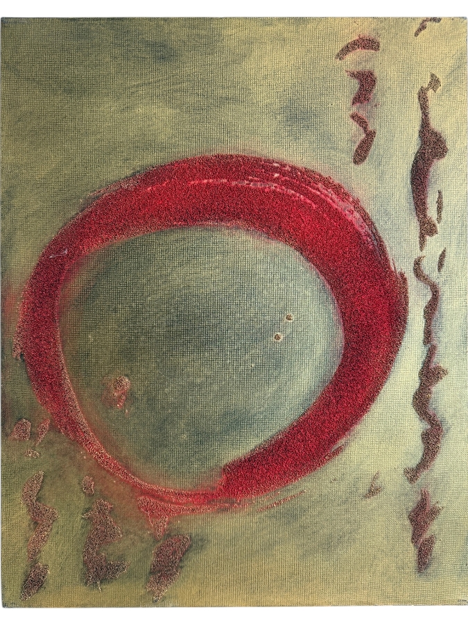Gerrit Greve (1948-2024, Cardiff by the Sea, CA) Original Acrylic Mixed Media Sand Painting On Canvas Untitled Unsigned With COA 16 X 20 Estimate $300 - $400 [Photo 1]