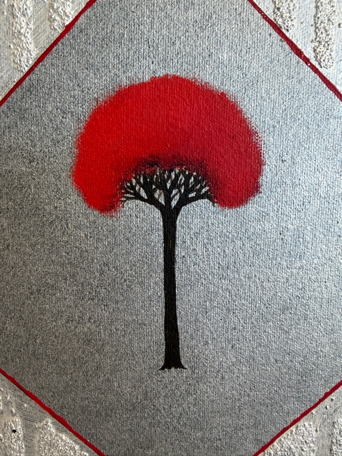 Gerrit Greve (1948-2024, Cardiff by the Sea, CA) Original Acrylic Mixed-Media Sand Painting On Canvas Titled 'Tree Relic - 23' 2002 Signed Verso 16 X 20 Estimate $300 - $400 [Photo 4]