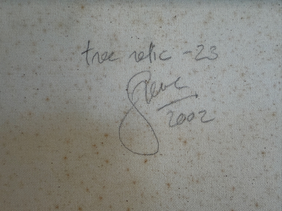 Gerrit Greve (1948-2024, Cardiff by the Sea, CA) Original Acrylic Mixed-Media Sand Painting On Canvas Titled 'Tree Relic - 23' 2002 Signed Verso 16 X 20 Estimate $300 - $400 [Photo 7]