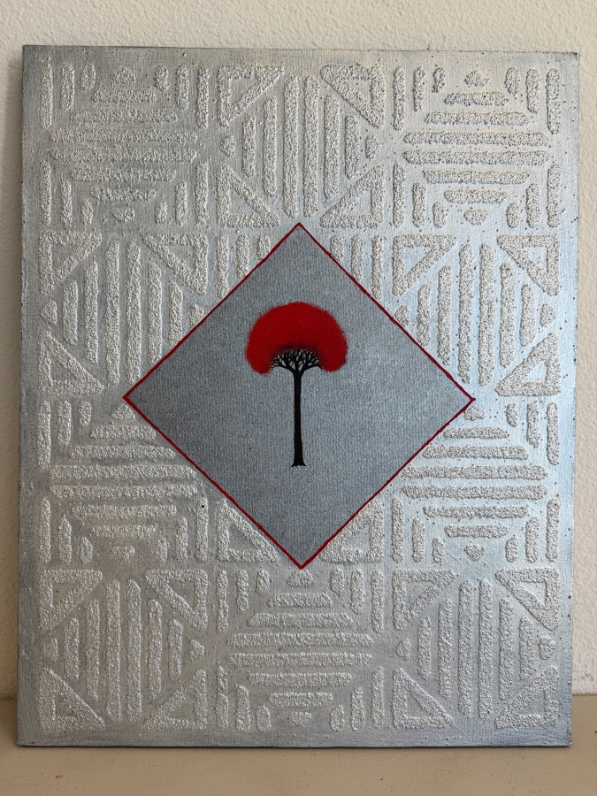 Gerrit Greve (1948-2024, Cardiff by the Sea, CA) Original Acrylic Mixed-Media Sand Painting On Canvas Titled 'Tree Relic - 23' 2002 Signed Verso 16 X 20 Estimate $300 - $400 [Photo 2]