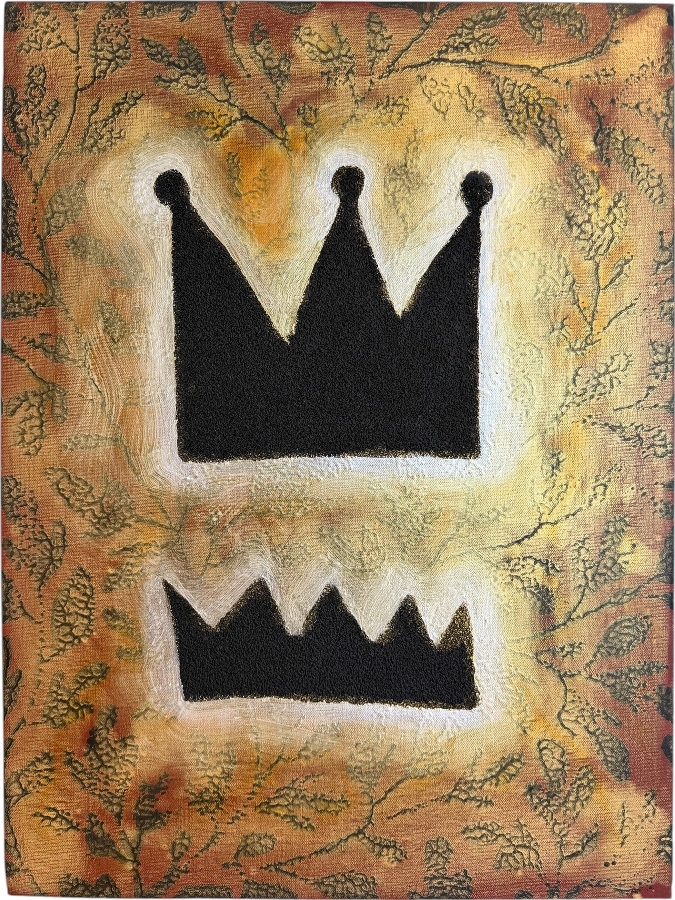 Gerrit Greve (1948-2024, Cardiff by the Sea, CA) Original Acrylic Mixed-Media Sand Painting On Canvas Untitled Crown Unsigned With COA 18 X 24 Estimate $400 - $500 [Photo 1]