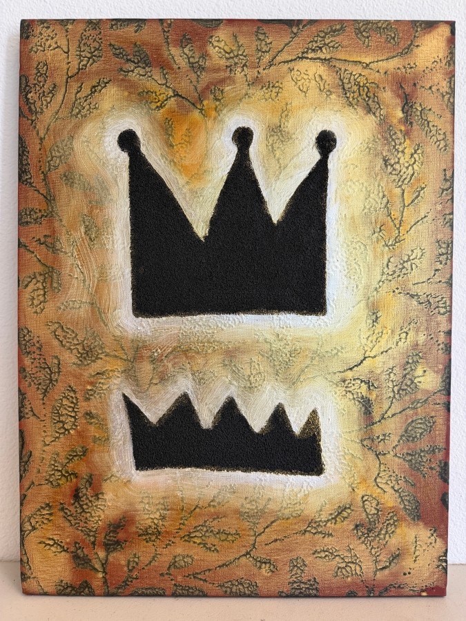 Gerrit Greve (1948-2024, Cardiff by the Sea, CA) Original Acrylic Mixed-Media Sand Painting On Canvas Untitled Crown Unsigned With COA 18 X 24 Estimate $400 - $500 [Photo 2]
