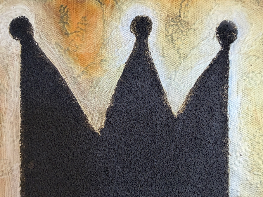 Gerrit Greve (1948-2024, Cardiff by the Sea, CA) Original Acrylic Mixed-Media Sand Painting On Canvas Untitled Crown Unsigned With COA 18 X 24 Estimate $400 - $500 [Photo 4]