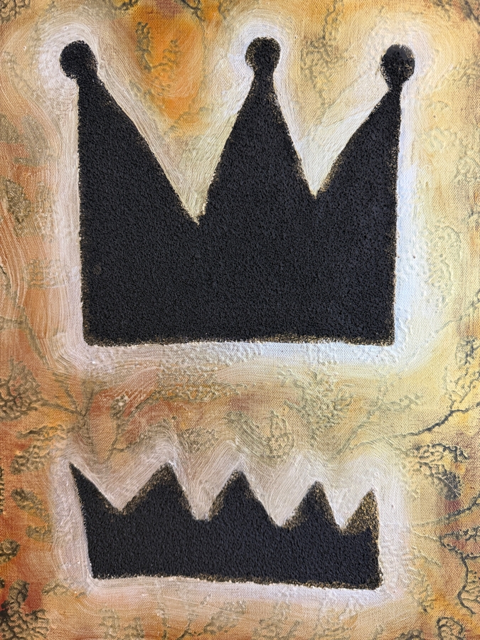 Gerrit Greve (1948-2024, Cardiff by the Sea, CA) Original Acrylic Mixed-Media Sand Painting On Canvas Untitled Crown Unsigned With COA 18 X 24 Estimate $400 - $500 [Photo 3]
