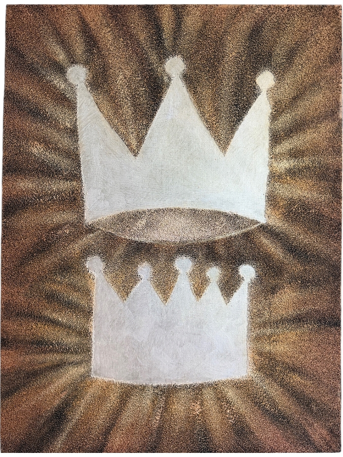 Gerrit Greve (1948-2024, Cardiff by the Sea, CA) Original Acrylic Mixed-Media Sand Painting On Canvas Untitled Crown Unsigned With COA 18 X 24 Estimate $400 - $500 [Photo 1]
