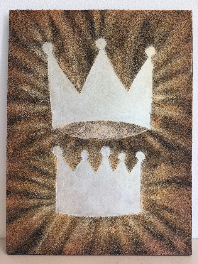 Gerrit Greve (1948-2024, Cardiff by the Sea, CA) Original Acrylic Mixed-Media Sand Painting On Canvas Untitled Crown Unsigned With COA 18 X 24 Estimate $400 - $500 [Photo 2]