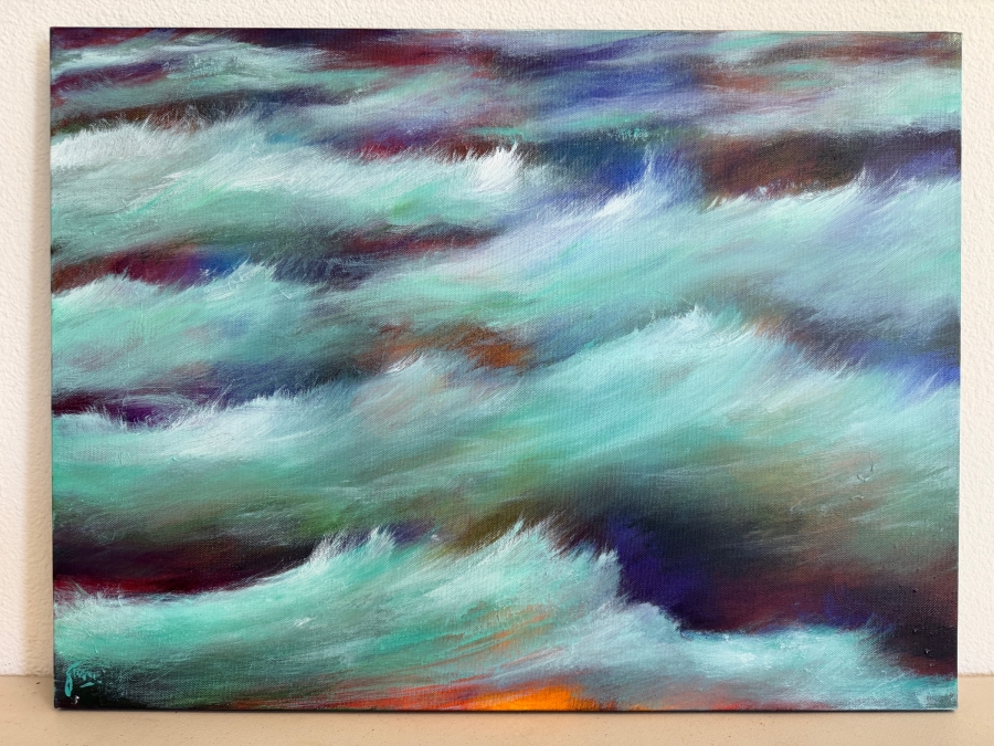 Gerrit Greve (1948-2024, Cardiff by the Sea, CA) Original Acrylic Painting On Canvas Untitled Waves Signed Bottom Left 24 X 18 Estimate $400 - $500 [Photo 2]