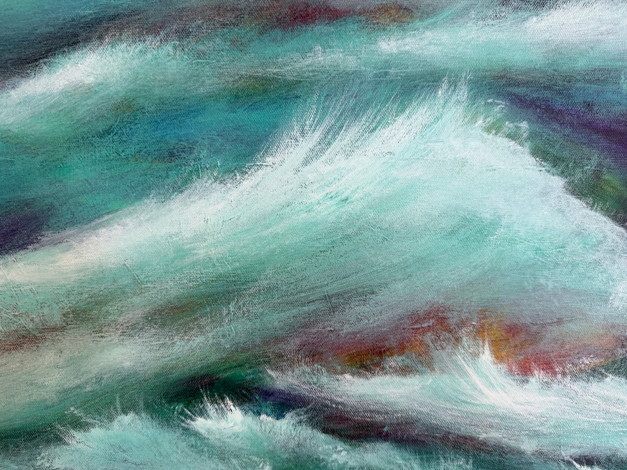 Gerrit Greve (1948-2024, Cardiff by the Sea, CA) Original Acrylic Painting On Canvas Untitled Waves Signed Bottom Left 24 X 18 Estimate $400 - $500 [Photo 3]