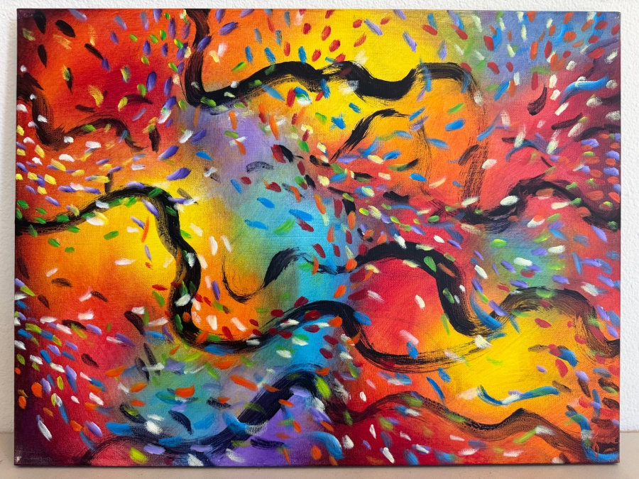 Gerrit Greve (1948-2024, Cardiff by the Sea, CA) Original Acrylic Painting On Canvas Titled 'Wonderment 34' Signed Bottom Right And Verso 24 X 18 Estimate $400 - $500 [Photo 2]