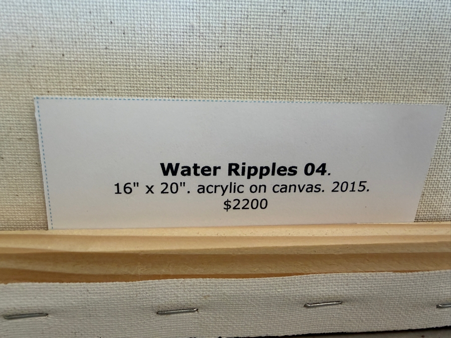 Gerrit Greve (1948-2024, Cardiff by the Sea, CA) Original Acrylic Painting On Canvas Titled 'Water Ripples 04' 2015 Signed Verso 20 X 16 Estimate $2,200 [Photo 7]