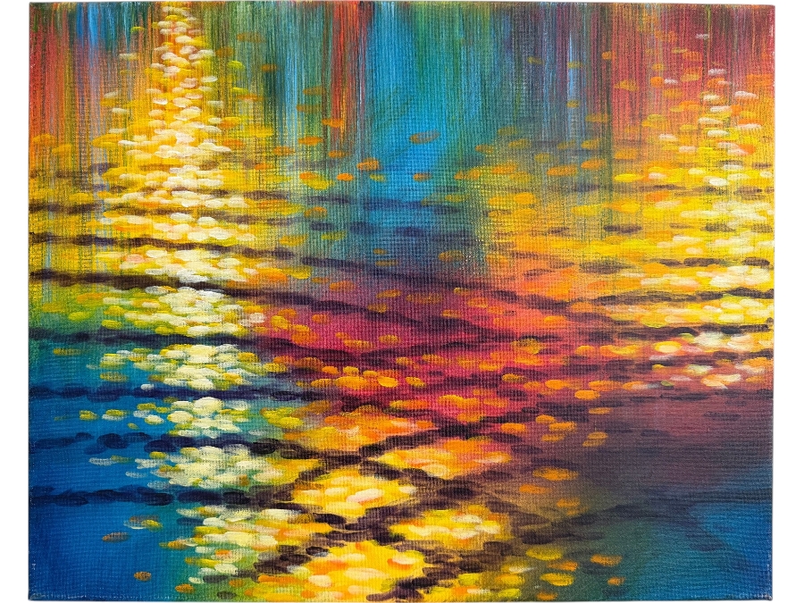 Gerrit Greve (1948-2024, Cardiff by the Sea, CA) Original Acrylic Painting On Canvas Titled 'Water Ripples 04' 2015 Signed Verso 20 X 16 Estimate $2,200