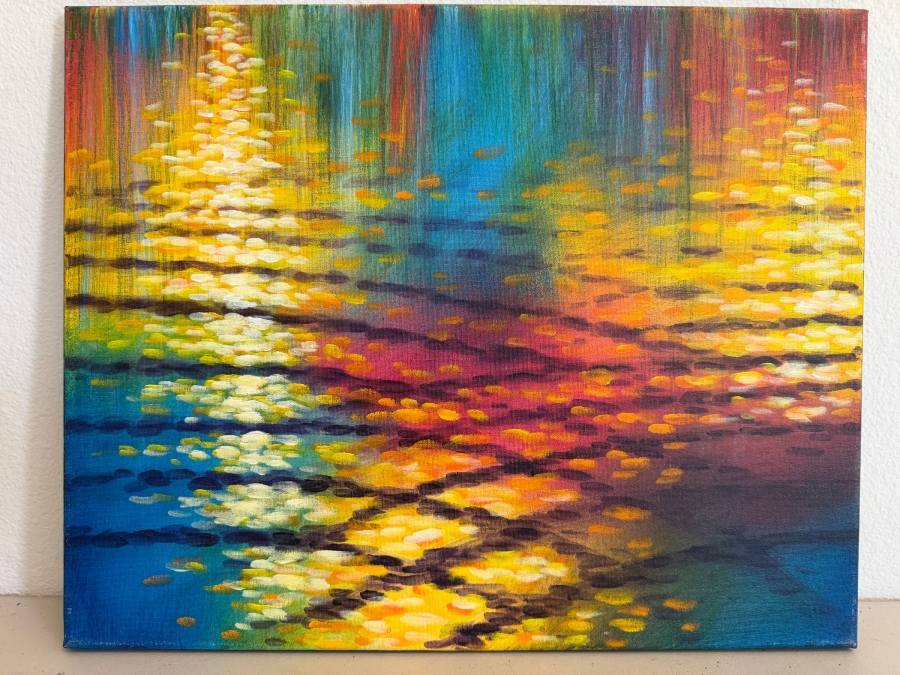 Gerrit Greve (1948-2024, Cardiff by the Sea, CA) Original Acrylic Painting On Canvas Titled 'Water Ripples 04' 2015 Signed Verso 20 X 16 Estimate $2,200 [Photo 2]
