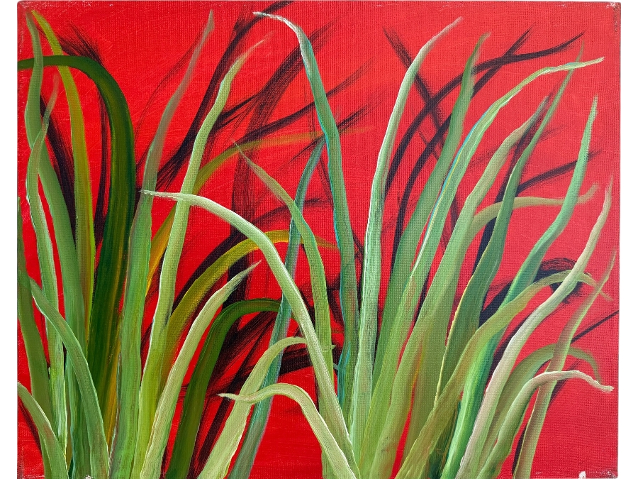 Gerrit Greve (1948-2024, Cardiff by the Sea, CA) Original Acrylic Painting On Canvas Titled 'New Reeds 2' 2003 Signed Verso 20 X 16 Estimate $300 - $400