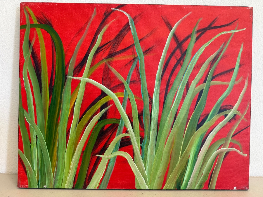 Gerrit Greve (1948-2024, Cardiff by the Sea, CA) Original Acrylic Painting On Canvas Titled 'New Reeds 2' 2003 Signed Verso 20 X 16 Estimate $300 - $400 [Photo 2]