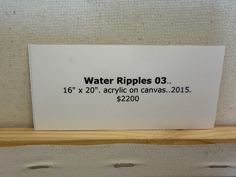 Gerrit Greve (1948-2024, Cardiff by the Sea, CA) Original Acrylic Painting On Canvas Titled 'Water Ripples 03' 2015 Signed Verso 20 X 16 Estimate $2,200 [Photo 6]