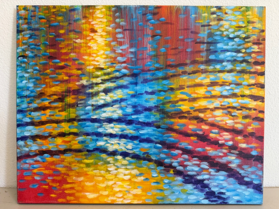 Gerrit Greve (1948-2024, Cardiff by the Sea, CA) Original Acrylic Painting On Canvas Titled 'Water Ripples 03' 2015 Signed Verso 20 X 16 Estimate $2,200 [Photo 2]