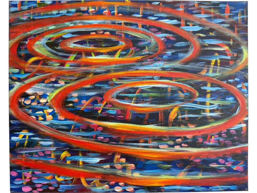 Gerrit Greve (1948-2024, Cardiff by the Sea, CA) Original Acrylic Painting On Canvas Titled 'Love Ripples' 2010 Signed Verso 20 X 16 Estimate $300 - $400