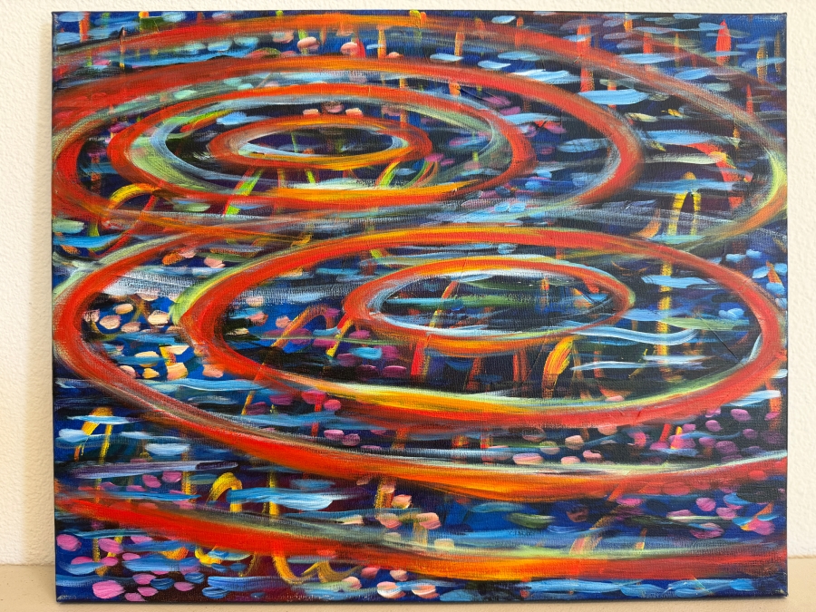 Gerrit Greve (1948-2024, Cardiff by the Sea, CA) Original Acrylic Painting On Canvas Titled 'Love Ripples' 2010 Signed Verso 20 X 16 Estimate $300 - $400 [Photo 2]