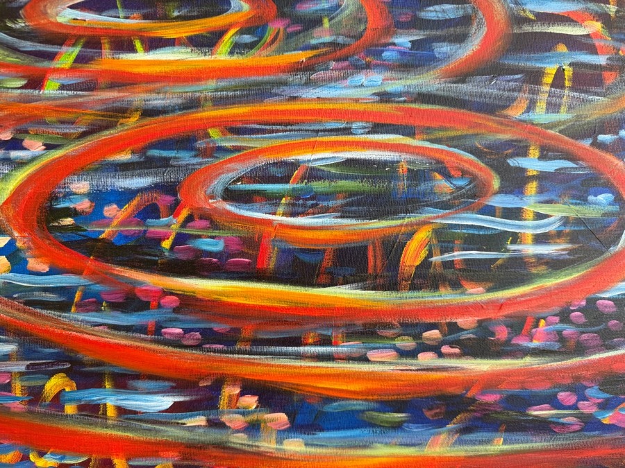 Gerrit Greve (1948-2024, Cardiff by the Sea, CA) Original Acrylic Painting On Canvas Titled 'Love Ripples' 2010 Signed Verso 20 X 16 Estimate $300 - $400 [Photo 3]