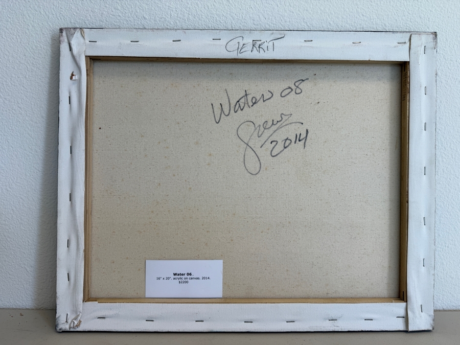 Gerrit Greve (1948-2024, Cardiff by the Sea, CA) Original Acrylic Painting On Canvas Titled 'Water 08' 2014 Signed Verso 20 X 16 Estimate $2,200 [Photo 5]