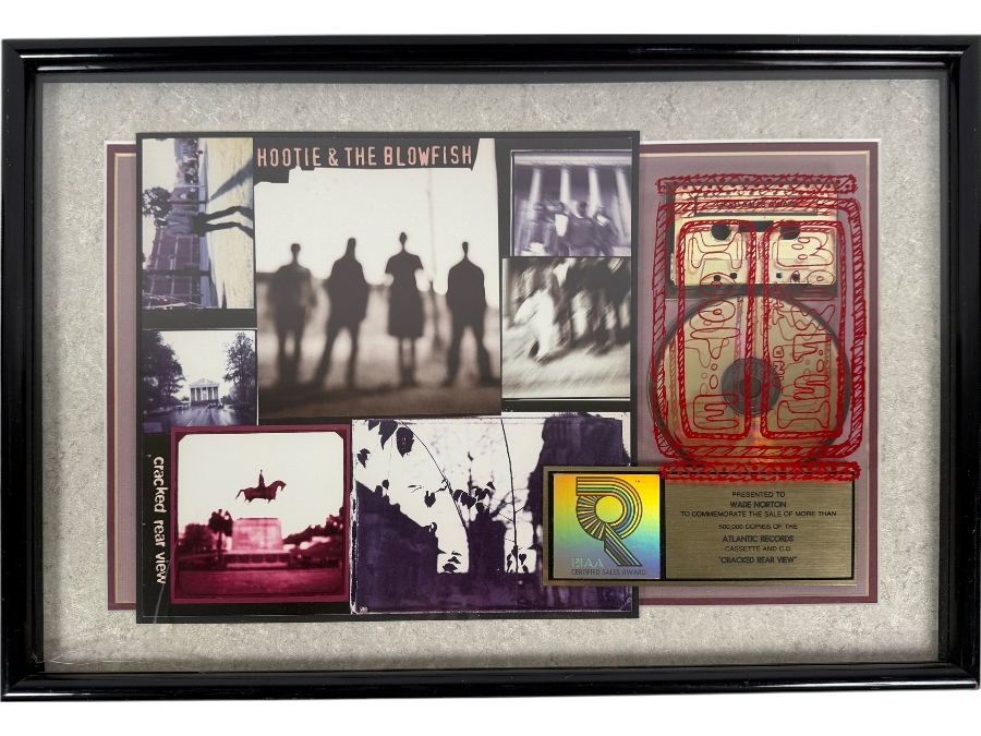 Hootie & The Blowfish Music Industry Award Presented to Wade Norton To Commemorate the Sale of More Than 500,000 Copies of the Atlantic Records Cassette and CD of 'Cracked Rear View' - Plexiglass has Crack in Lower Left 23 X 16