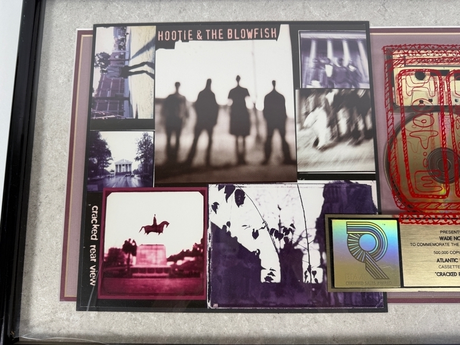 Hootie & The Blowfish Music Industry Award Presented to Wade Norton To Commemorate the Sale of More Than 500,000 Copies of the Atlantic Records Cassette and CD of 'Cracked Rear View' - Plexiglass has Crack in Lower Left 23 X 16 [Photo 4]